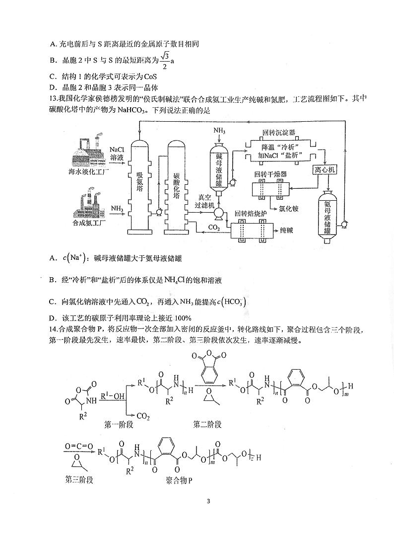 华中师大一附中2024～2025学年度第一学期高三年级十月月度检测化学试卷第3页