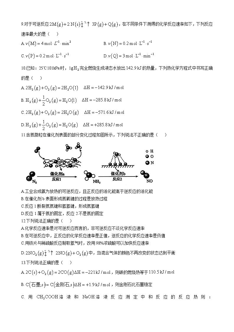 广东省东莞市万江中学2024-2025学年高二上学期10月第一次月考化学试题(无答案)第3页