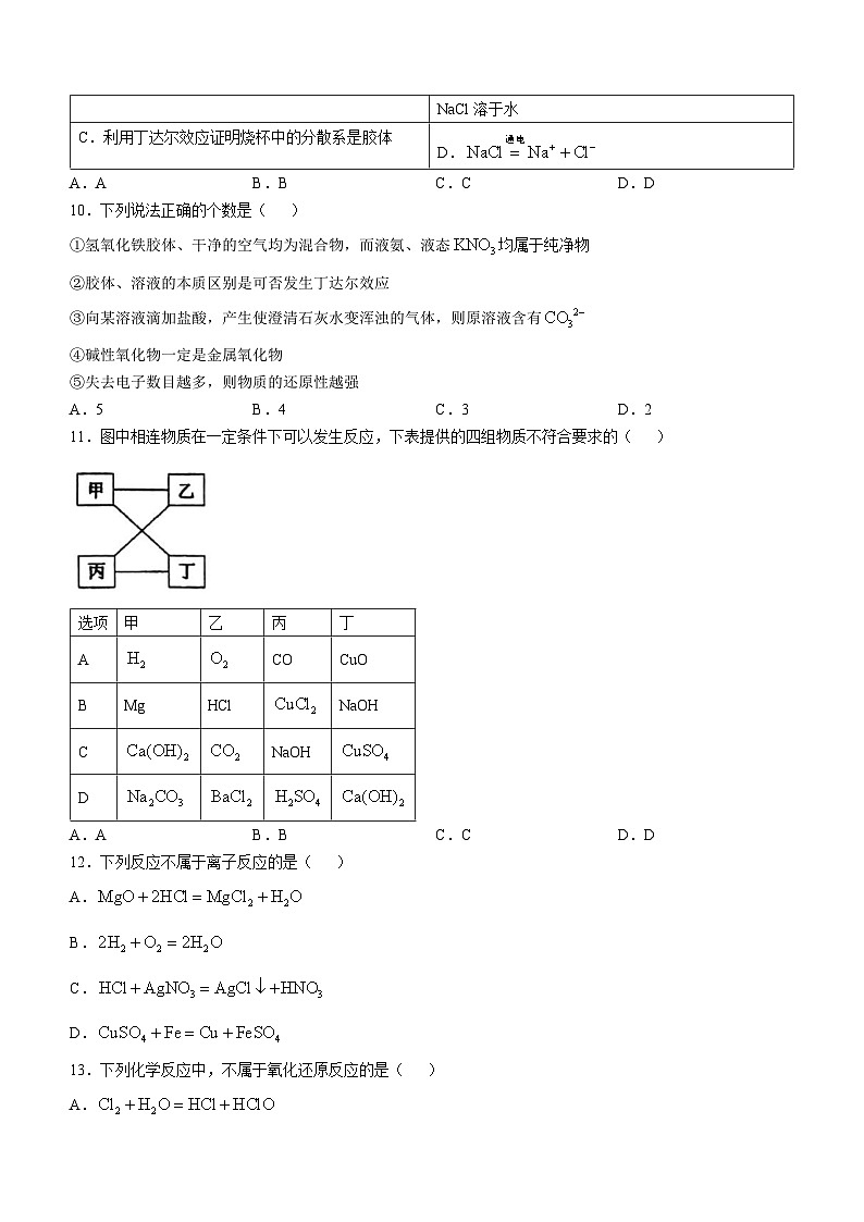 四川省成都外国语学校2024-2025学年高一上学期10月月考化学试题03