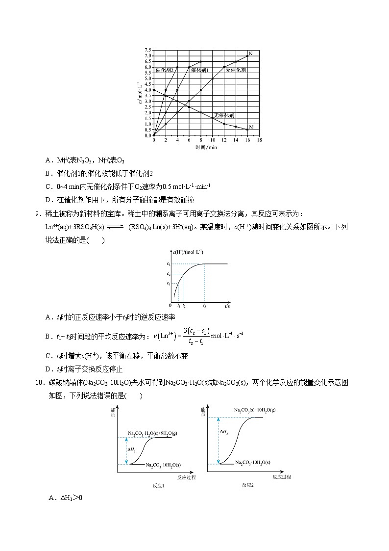 高二年级化学期中模拟卷【测试范围：第1-3章】（人教版2019）（考试版A4）第3页