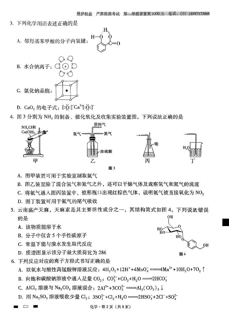 云南师范大学附属中学2024-2025学年高三上学期10月月考+化学试题第2页