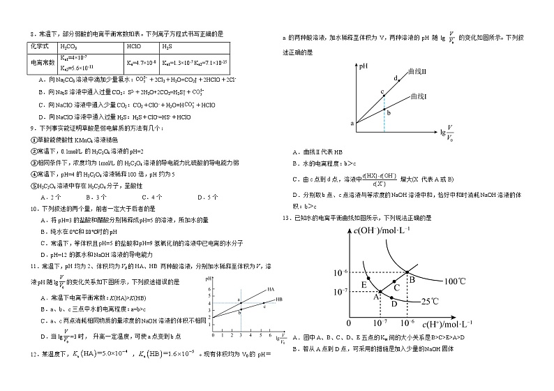 2024-2025学年上学期清河中学高二第一次化学月考满分卷第2页