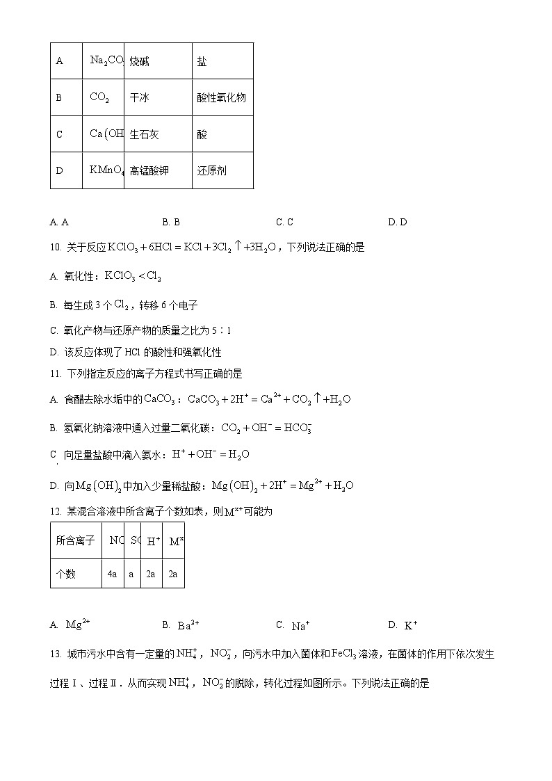 山西省大同市2024-2025学年高一上学期10月联考化学试卷（Word版附答案）第3页