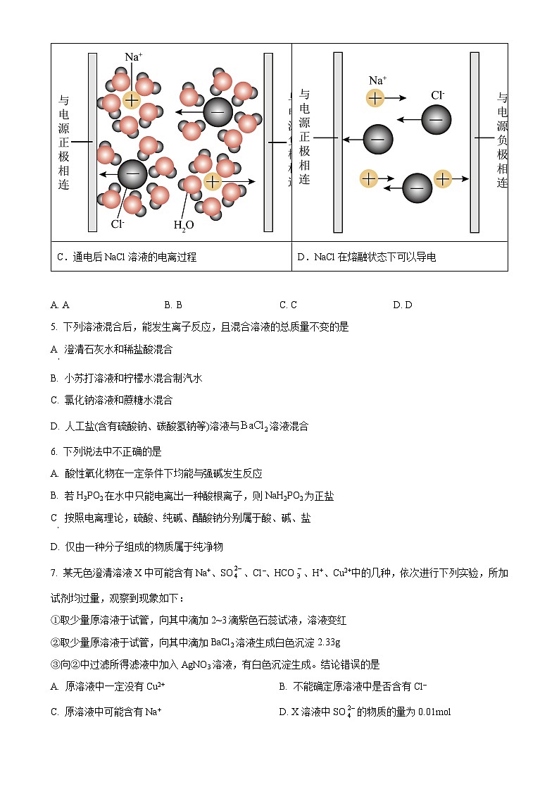 四川省成都市石室中学2024-2025学年高一上学期10月月考 化学试卷 Word版无答案第2页