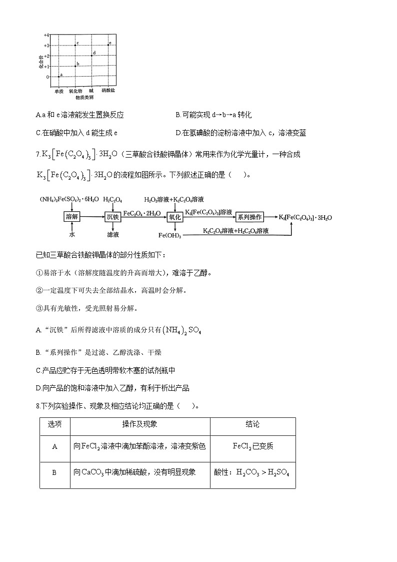 山西省三晋名校2024-2025学年高三上学期10月考试 化学试卷第3页