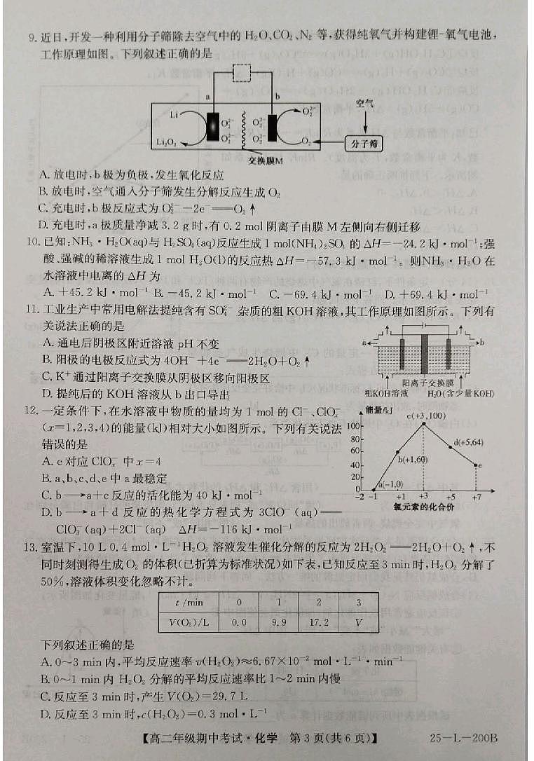 河北省沧州市八县联考2024-2025学年高二上学期10月期中考试 化学试题03