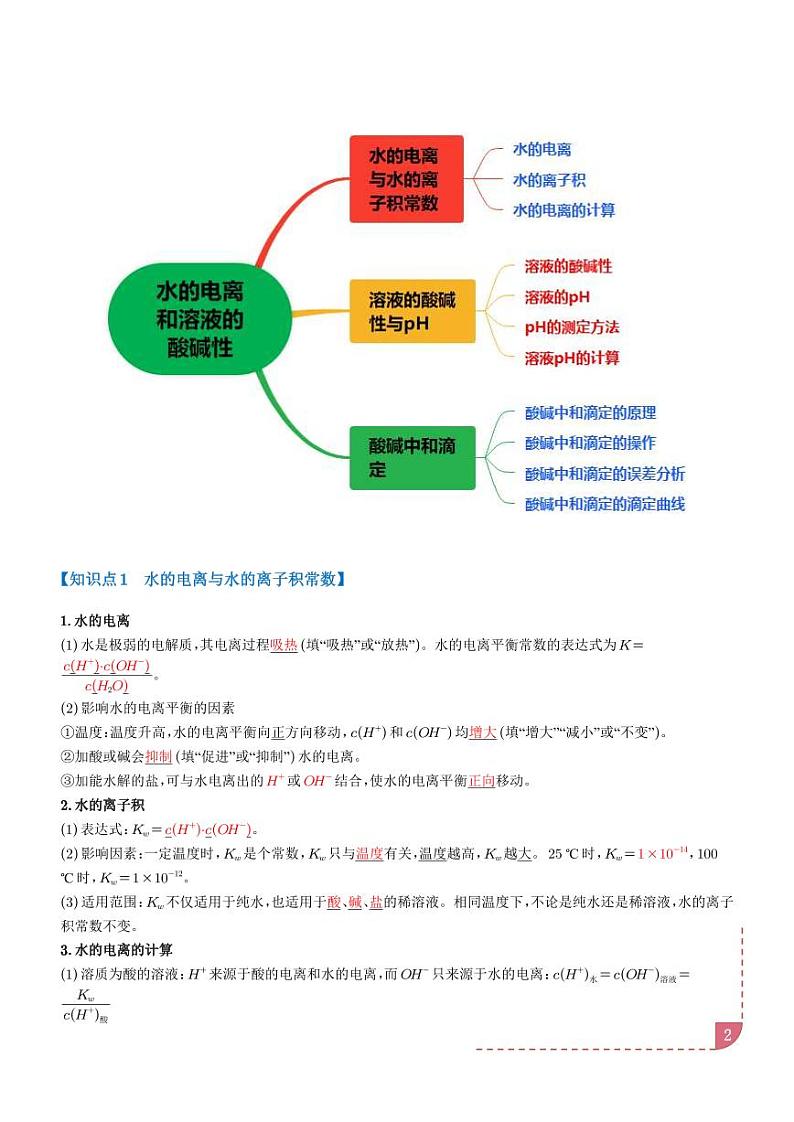 水的电离和溶液的酸碱性【八大题型】学案-高考化学专题02