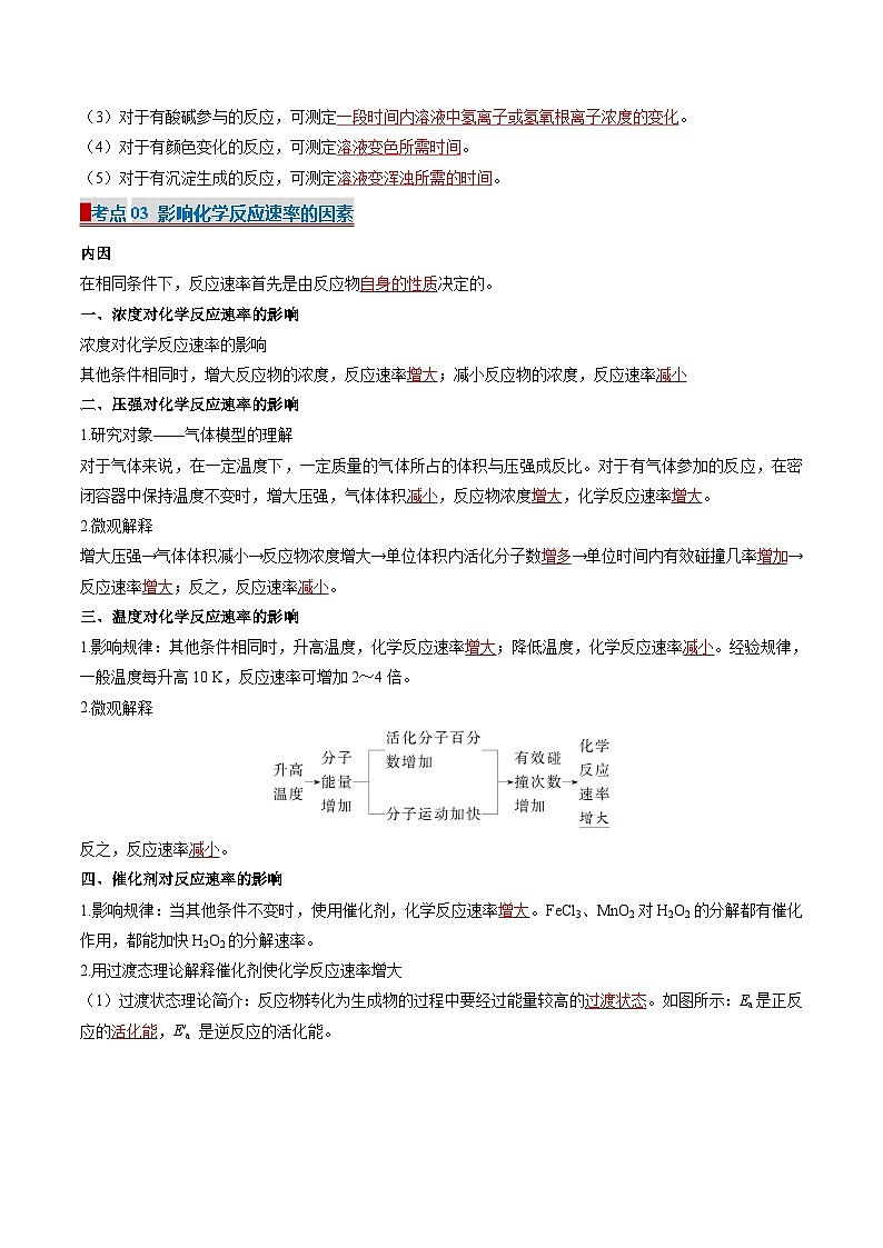 专题03 化学反应速率（考点清单）-2024-2025学年高二化学上学期期中考点大串讲（苏教版2019）03