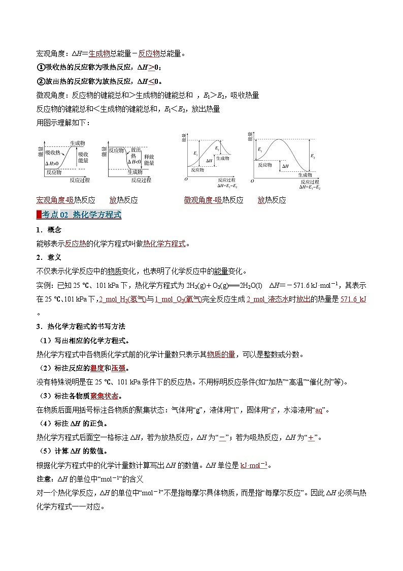 专题01 化学反应的热效应（考点清单）-2024-2025学年高二化学上学期期中考点大串讲（苏教版2019）第2页