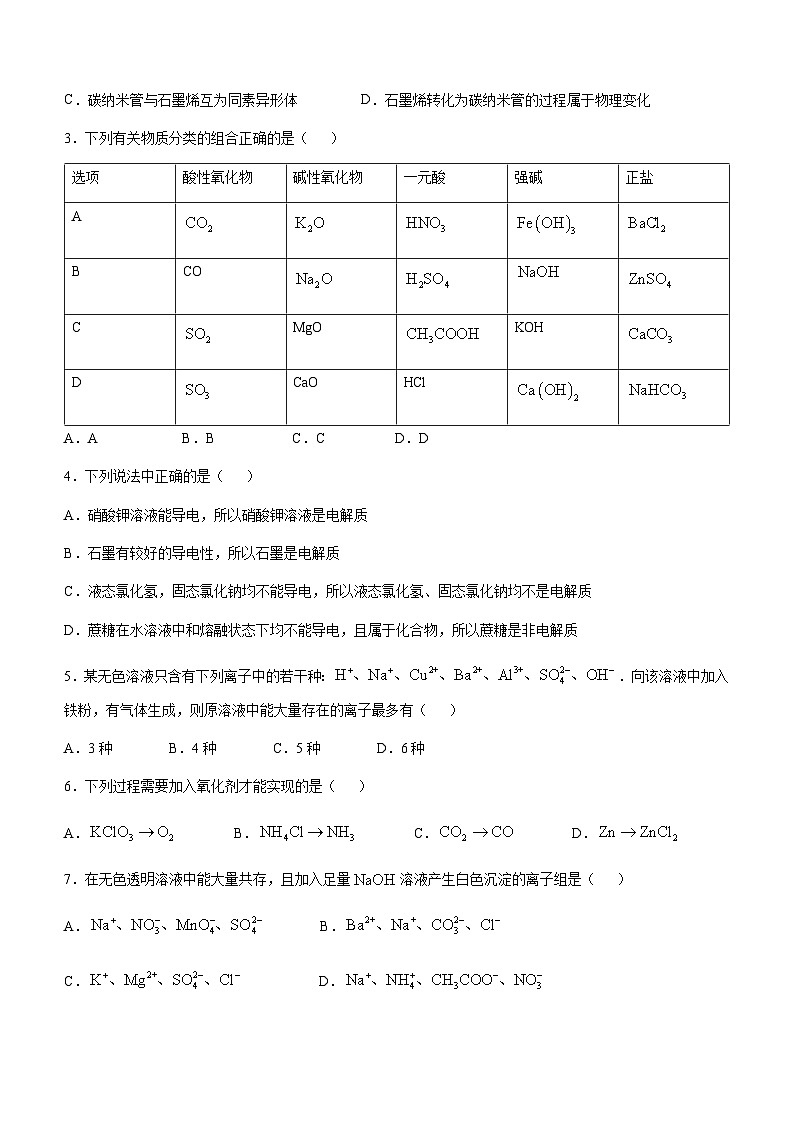 辽宁省县域重点高中协作体2024_2025学年高一上学期10月质量监测试题 化学含解析02