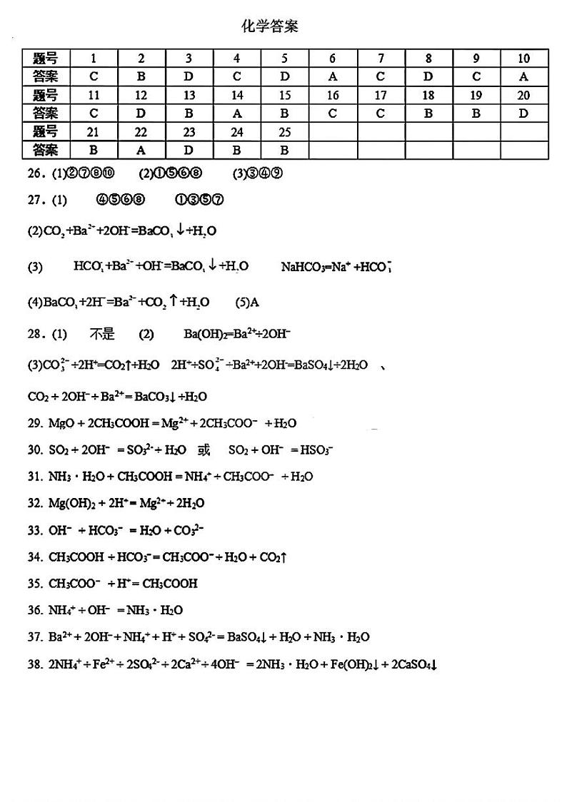 化学答案第1页