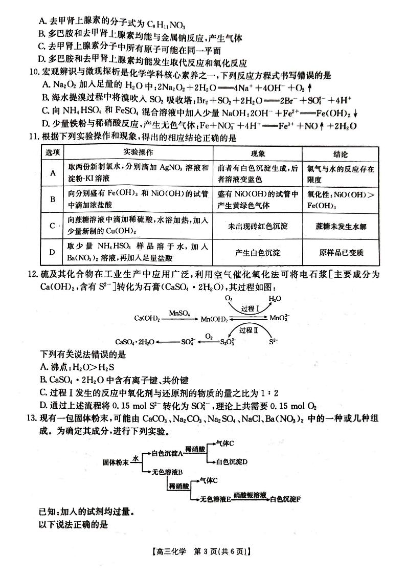 湖北省金太阳百校大联考2024-2025学年高三上学期10月联考化学试题第3页