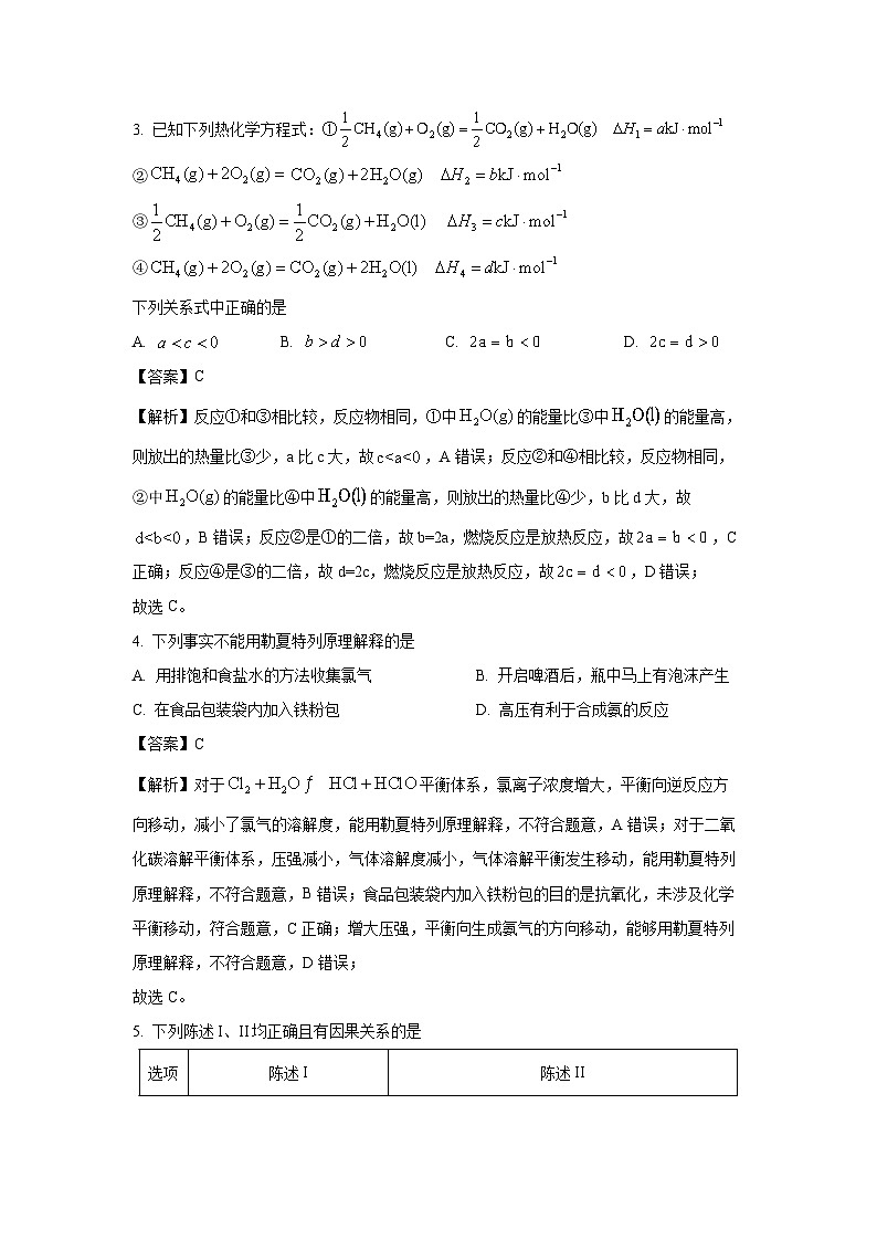 江西省部分学校2024-2025学年高二上学期10月联考化学试卷(解析版)02