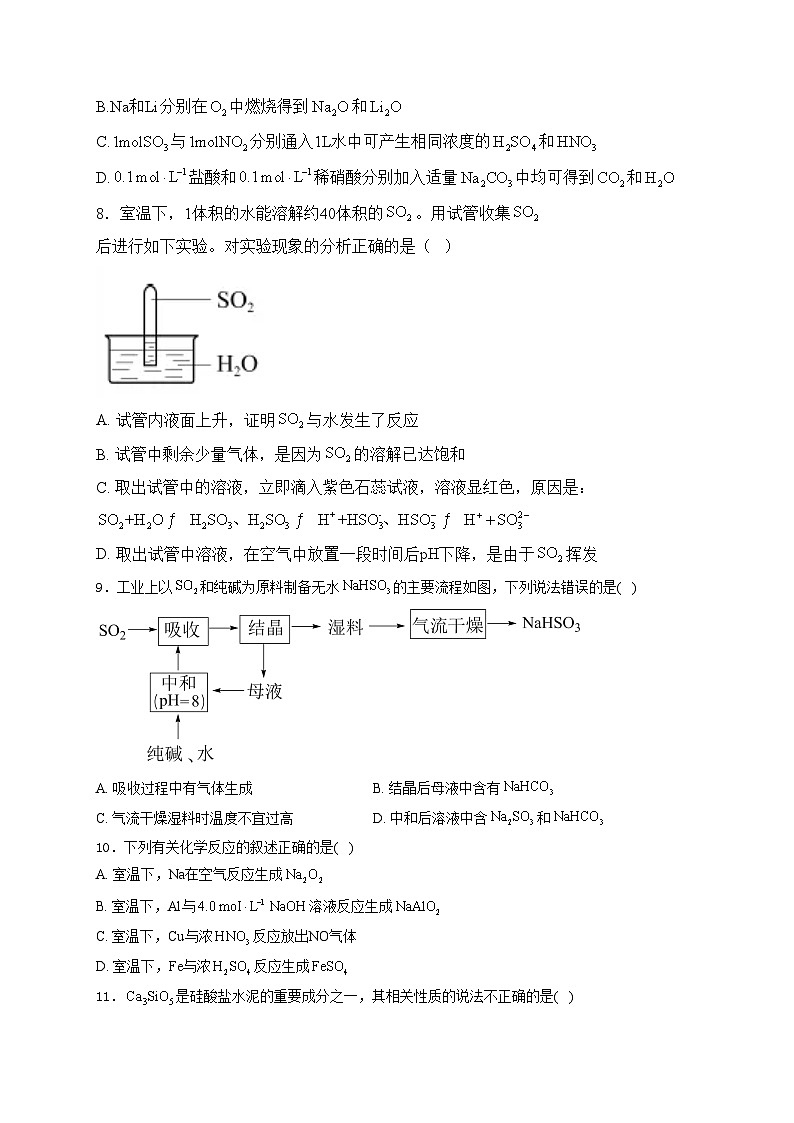 考点8 非金属及其化合物—五年（2020—2024）高考化学真题专项分类汇编(含答案)第3页