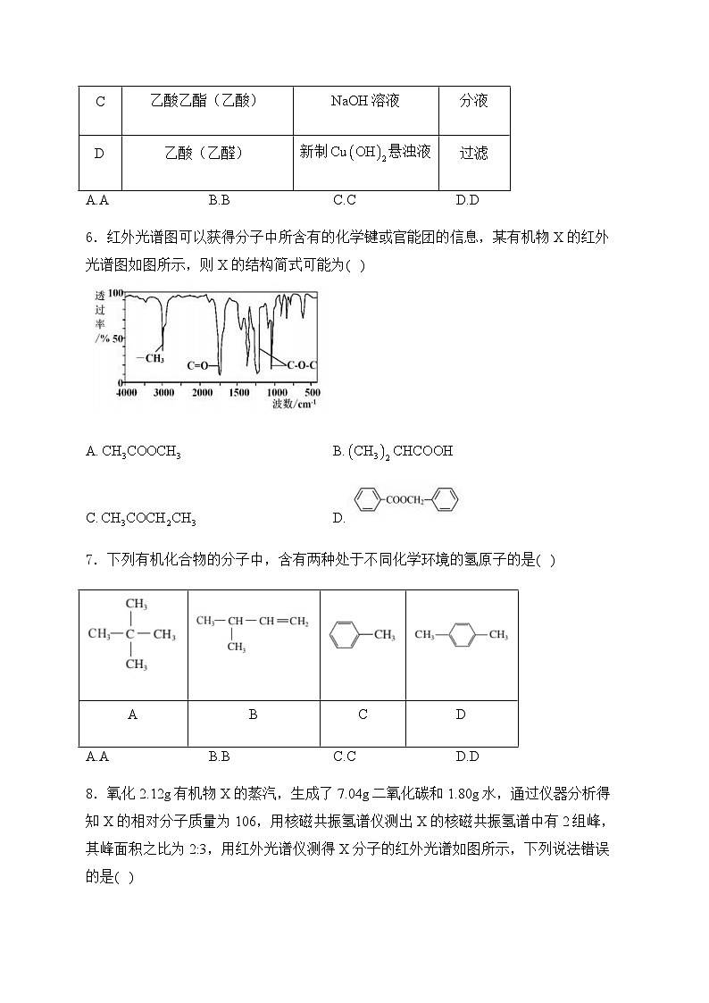 2025届高考一轮复习苏教版 有机化学的发展及研究思路 单元测试第3页