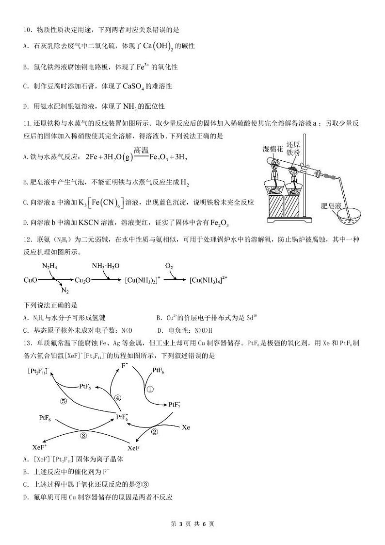 四川省内江市某校2024-2025学年高三上学期10月月考 化学试题第3页
