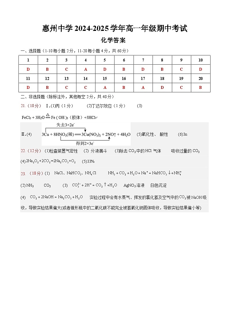 化学参考答案第1页
