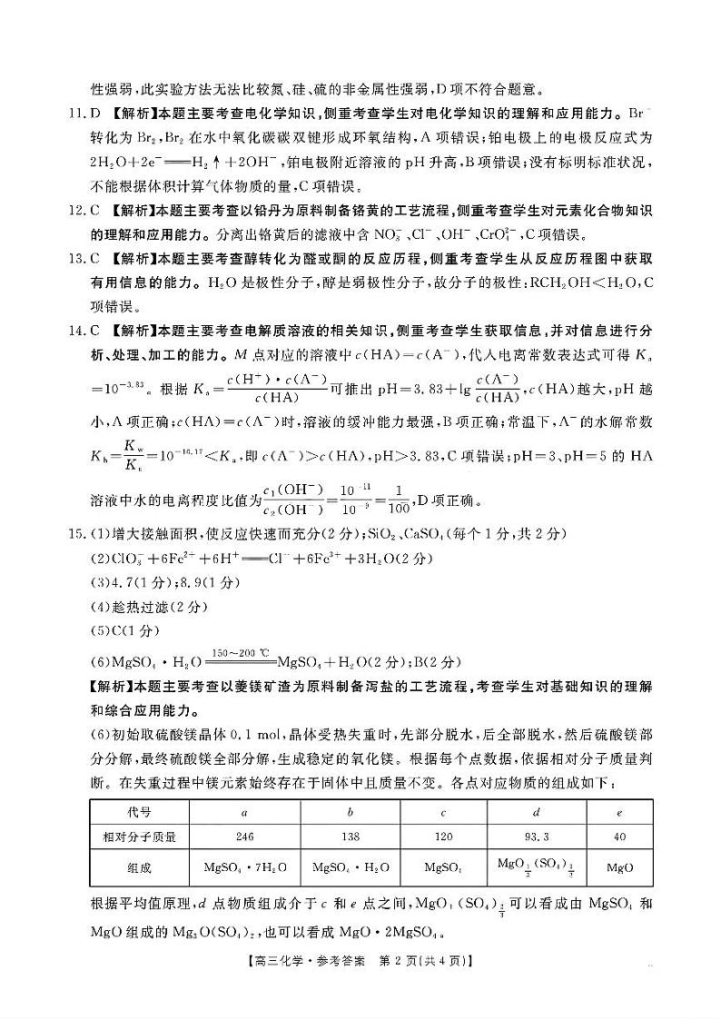 化学答案第2页