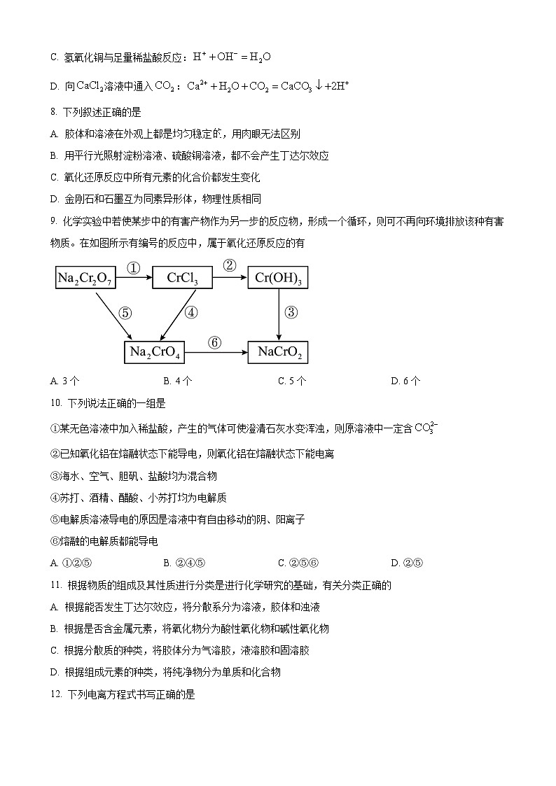 河北省衡水中学2024-2025学年高一上学期综合评价  化学试题 Word版无答案第3页