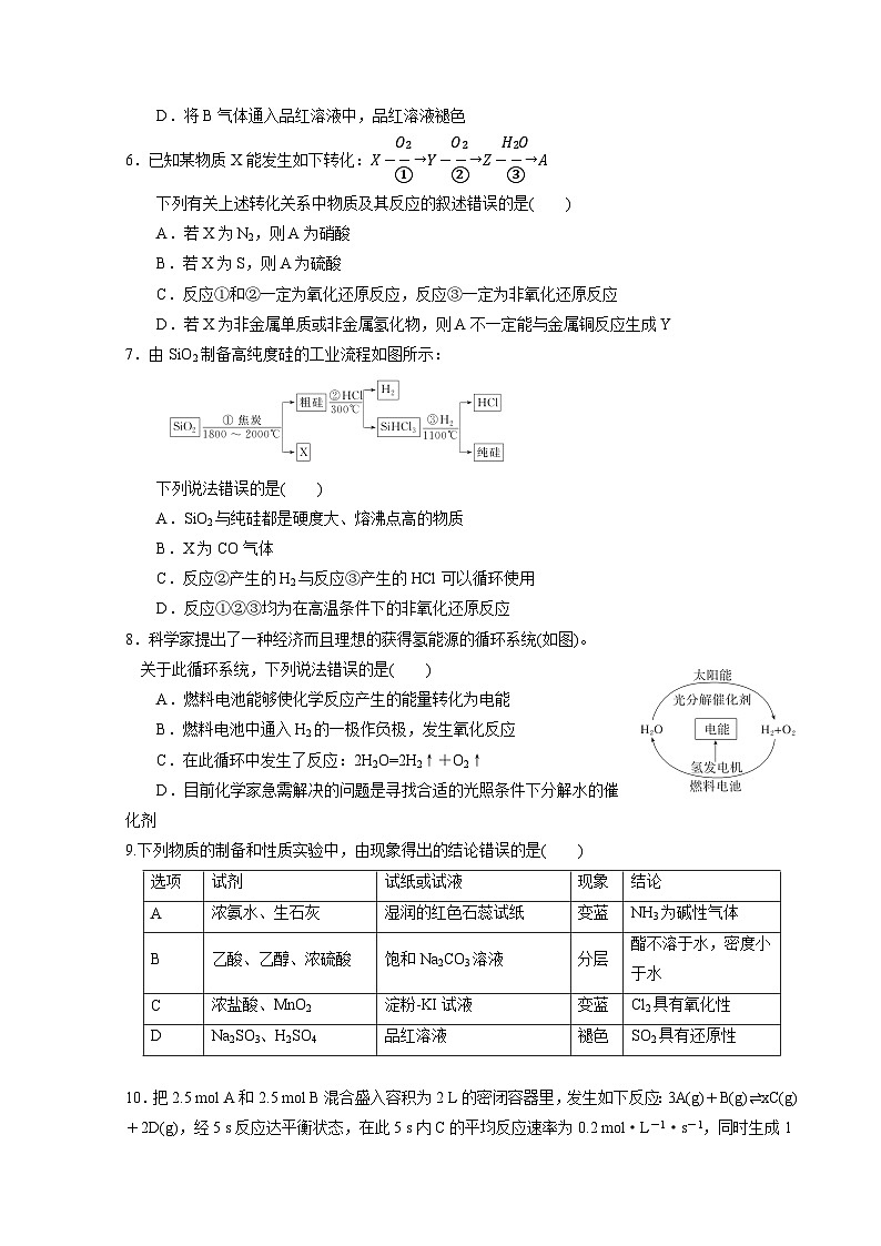 山东省淄博市高青县2024-2025学年高二（二部）上册开学测试化学试题（附答案）02