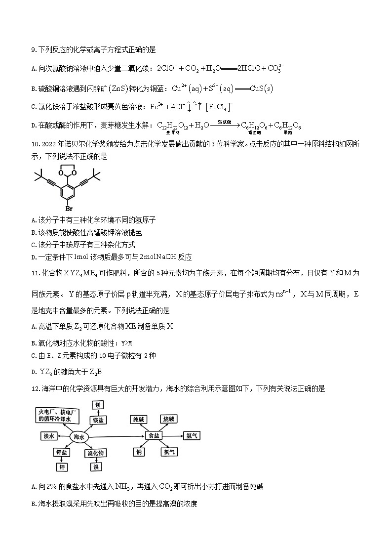 浙江省2023_2024学年高三化学上学期12月适应性考试试题第3页