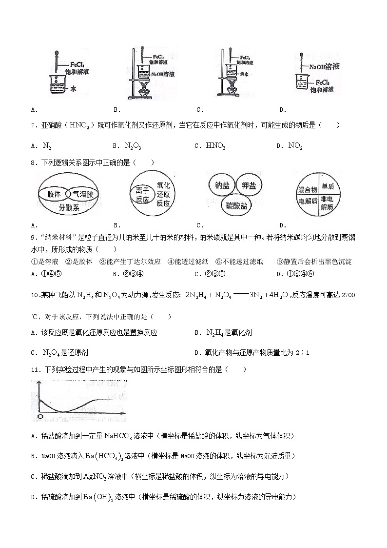 四川省绵阳市2023_2024学年高一化学上学期9月月考试题无答案02
