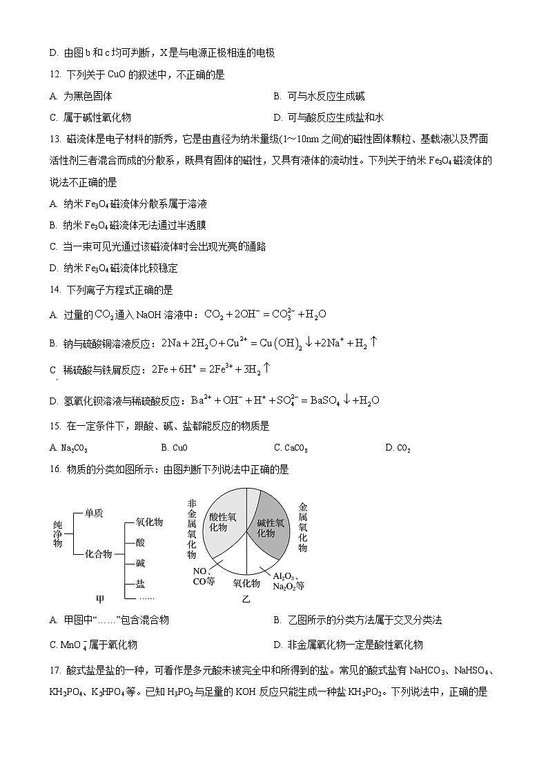 四川省南充市嘉陵第一中学学2024-2025学年高一上学期10月月考  化学试题 Word版无答案第3页
