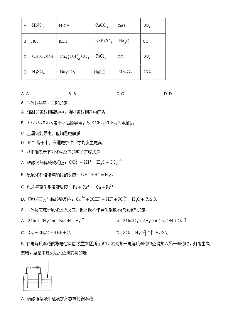 重庆市巴蜀中学校（本部）2024-2025学年高一上学期10月月考 化学试题 Word版无答案第2页