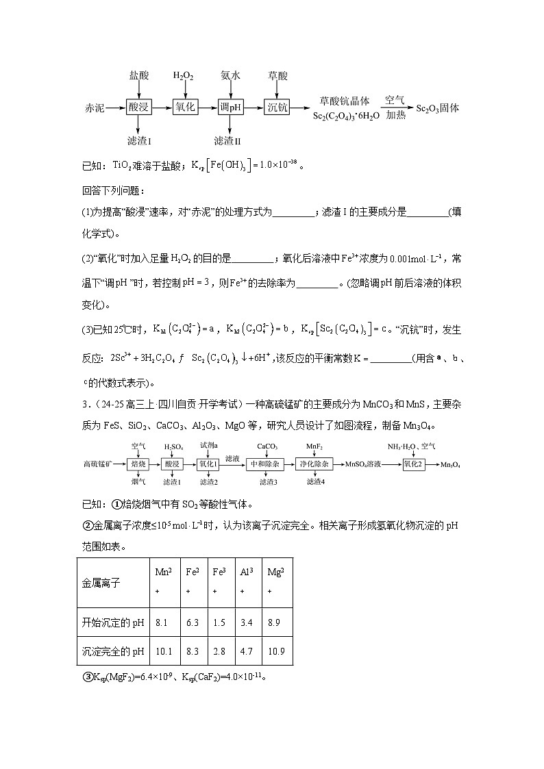 2025届高三化学二轮复习 --- -工业流程题 讲义与练习第2页