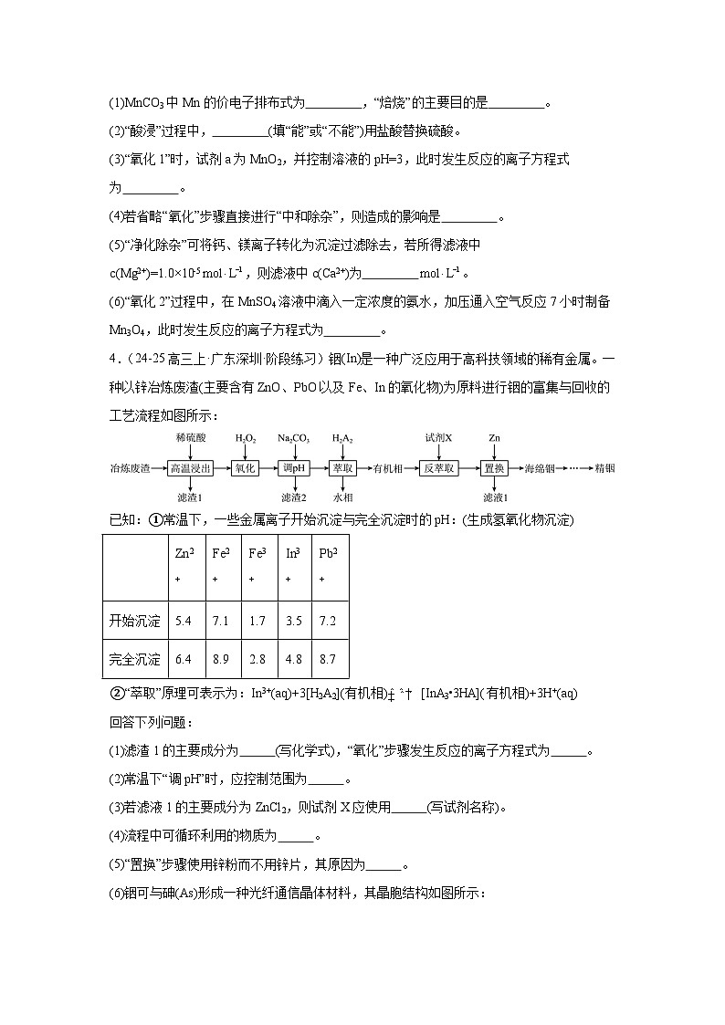 2025届高三化学二轮复习 --- -工业流程题 讲义与练习第3页