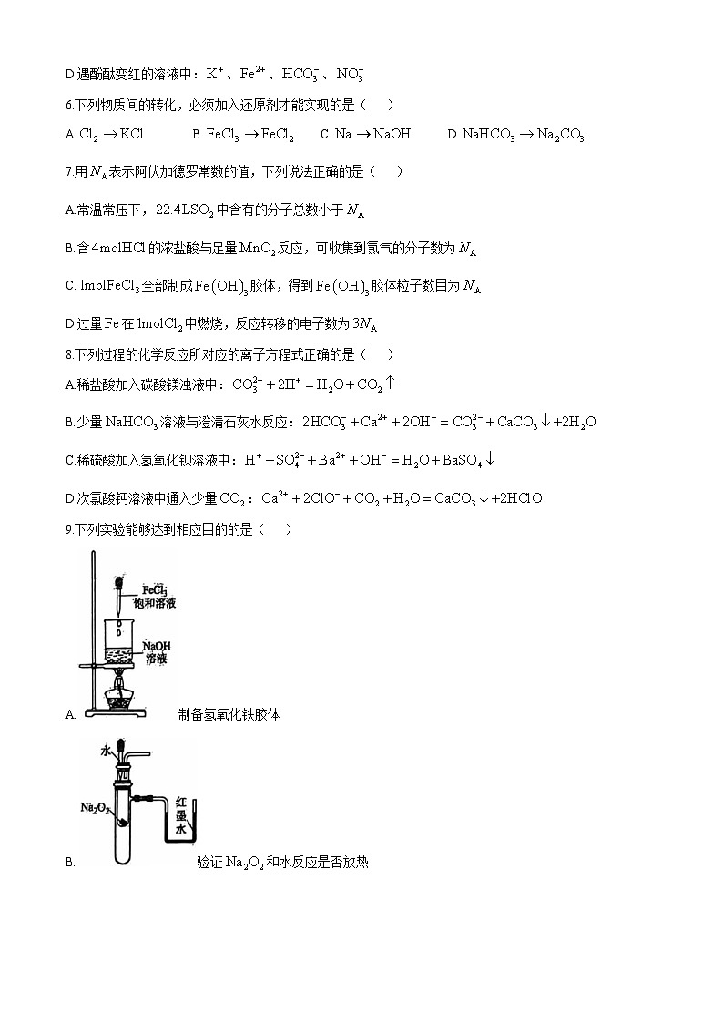 浙江省宁波中学2024-2025学年高一上学期期中考试  化学试卷(无答案)第2页