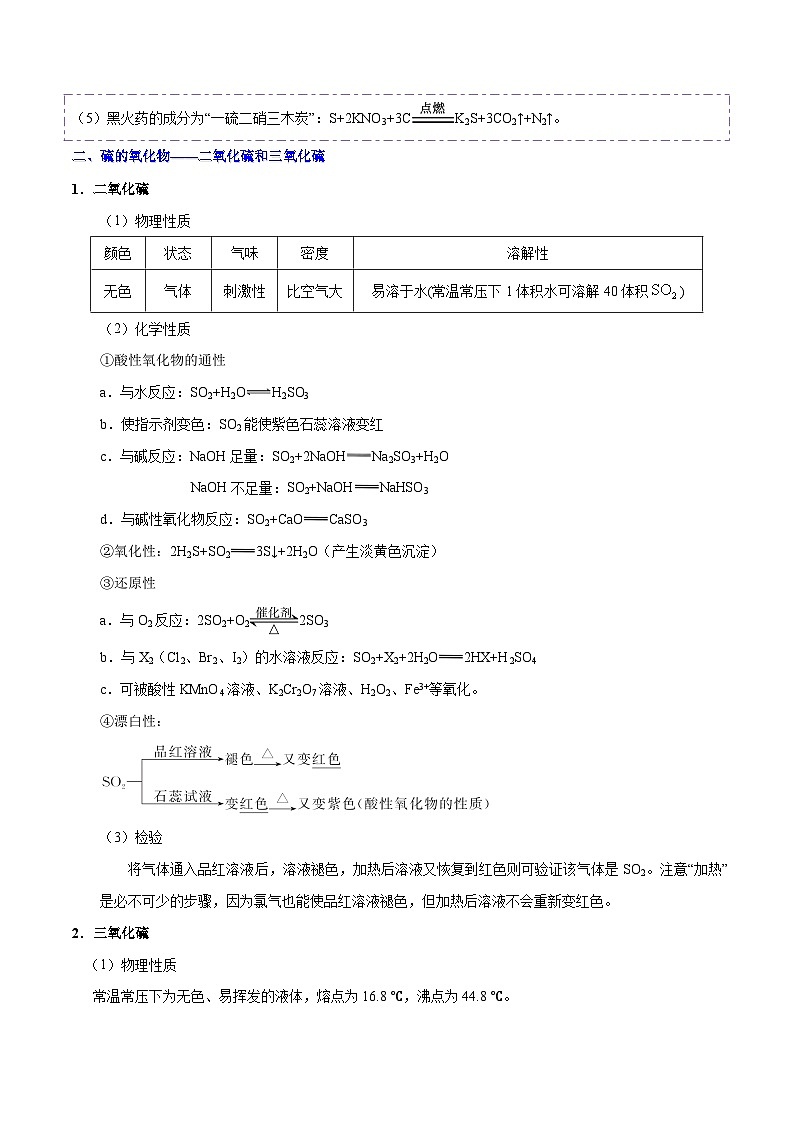 备战2025年高考化学考点一遍过考点20硫及其重要化合物教案（Word版附解析）第2页