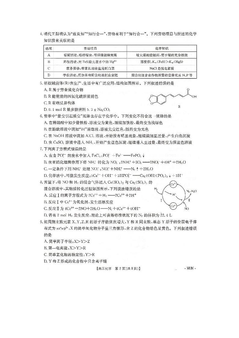 湖南省部分学校2025届高三上学期8月入学联考化学试题第2页