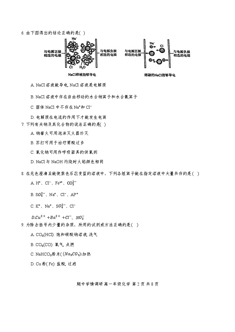 2024年天津耀华中学高一年级期中——化学试卷第2页
