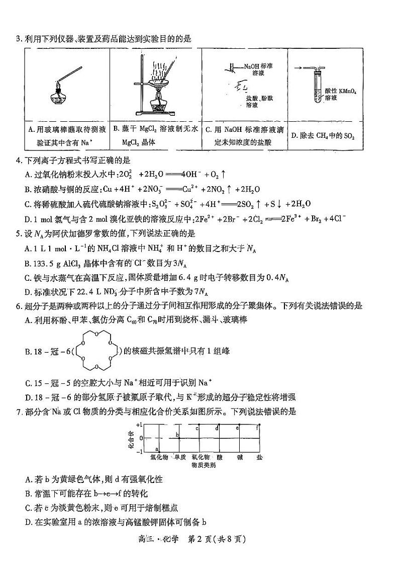化学-江西省稳派上进联考2024-2025学年2025届高三上学期11月调研测试试题和答案02