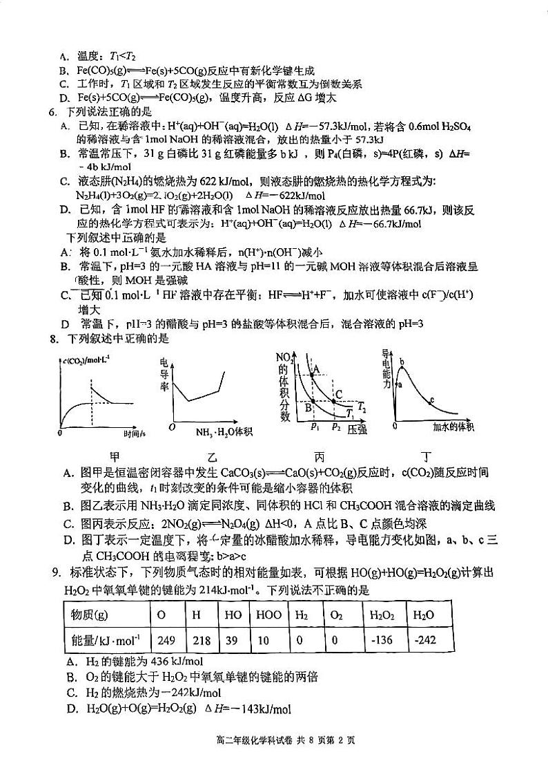辽宁省大连市第二十四中学2024-2025学年高二上学期化学期中考试试卷02