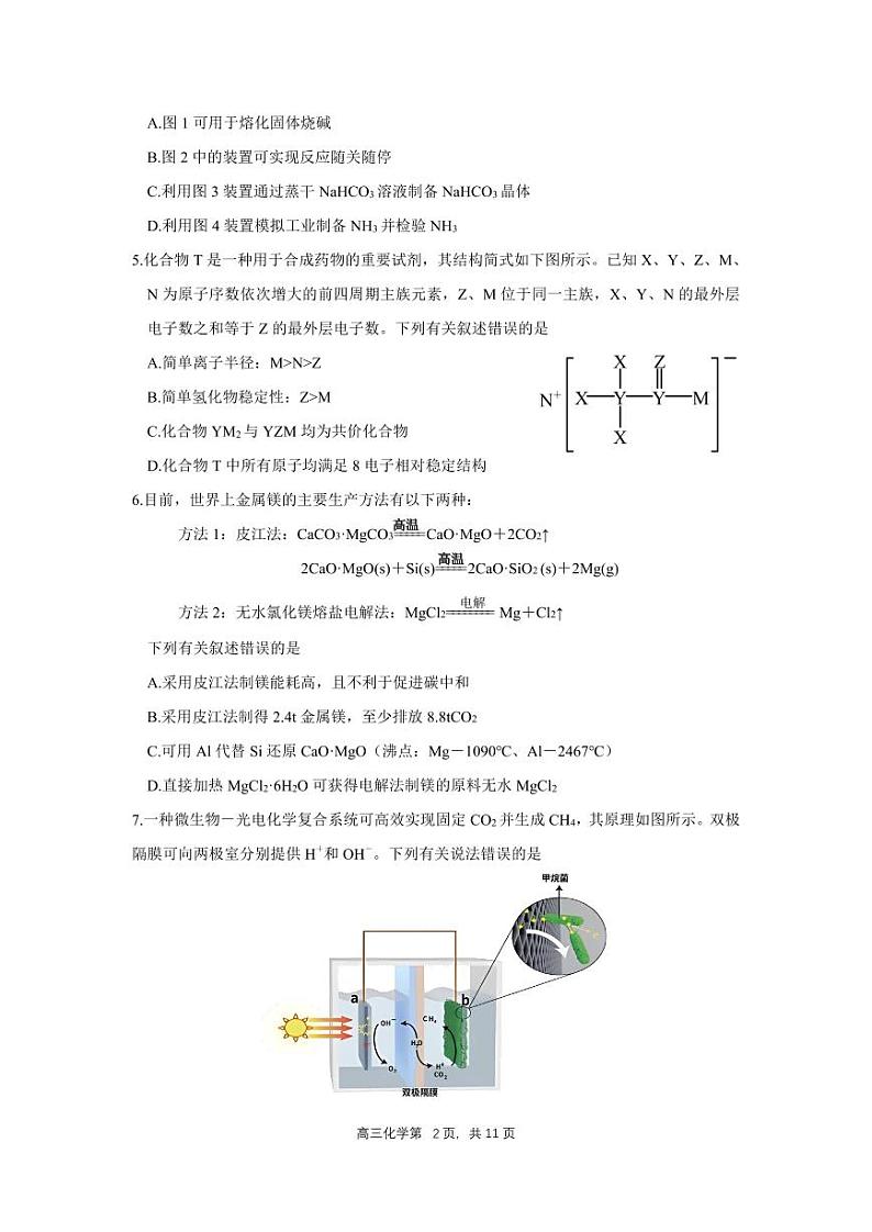 合肥一中2024-2025学年第一学期高三年级教学质量检测 化学学科试卷（含答案）第2页