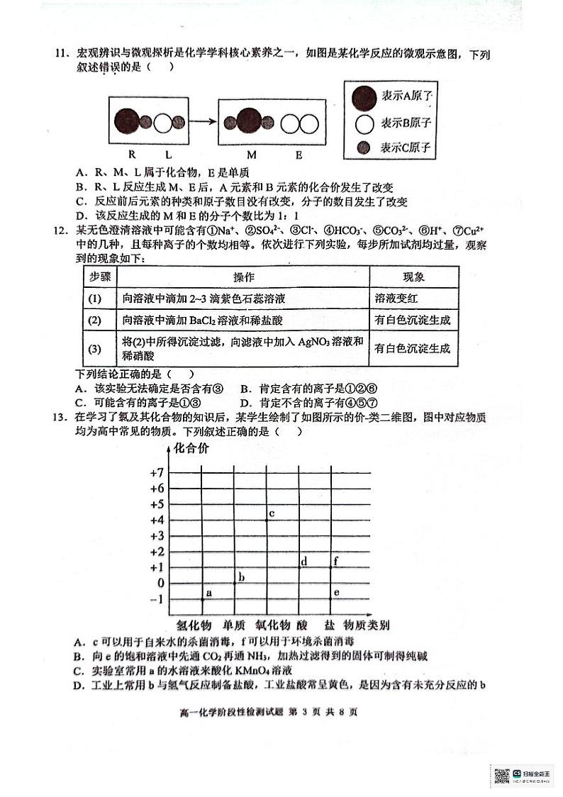 2022-2023年高一上学期化学期中试第3页