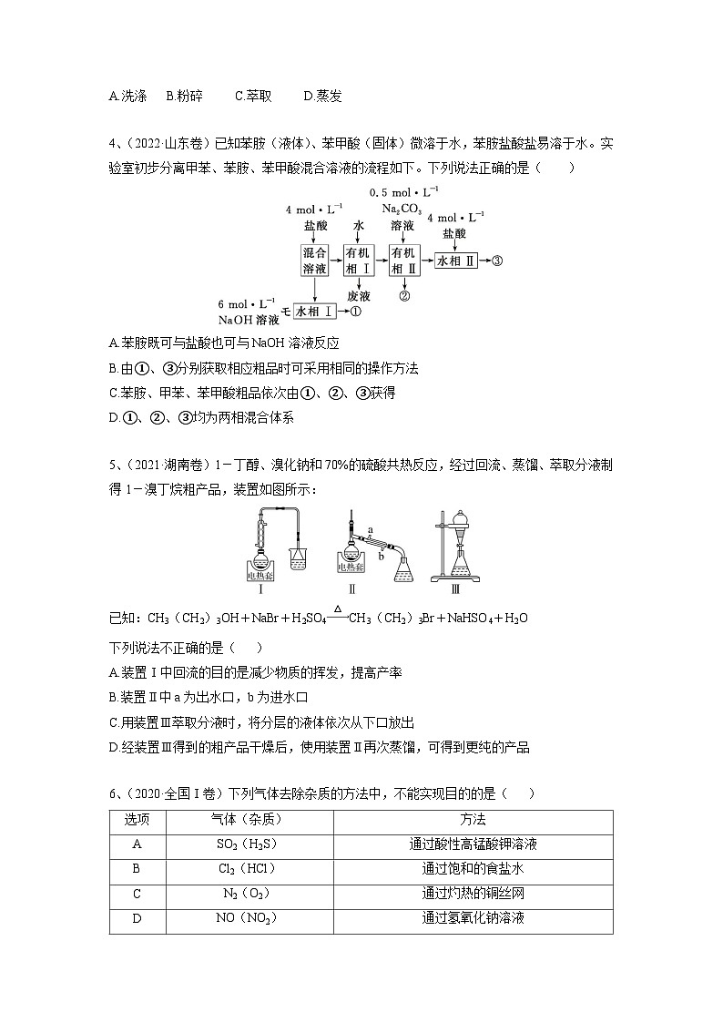 【高考化学】11个题型突破高考化学实验题 题型03  物质的分离、提纯与检验（原卷版）第2页