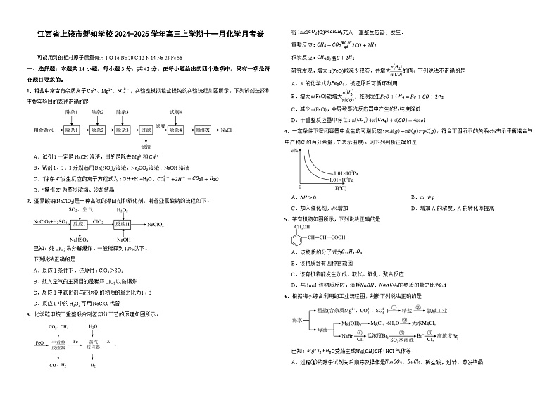 江西省上饶市新知学校2024-2025学年高三上学期十一月化学月考卷第1页
