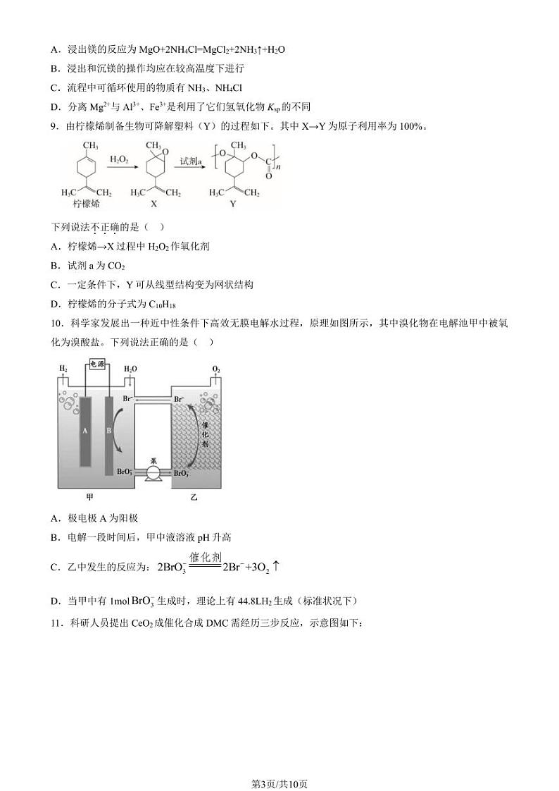 2024北京牛栏山一中高三上学期9月月考化学试题第3页