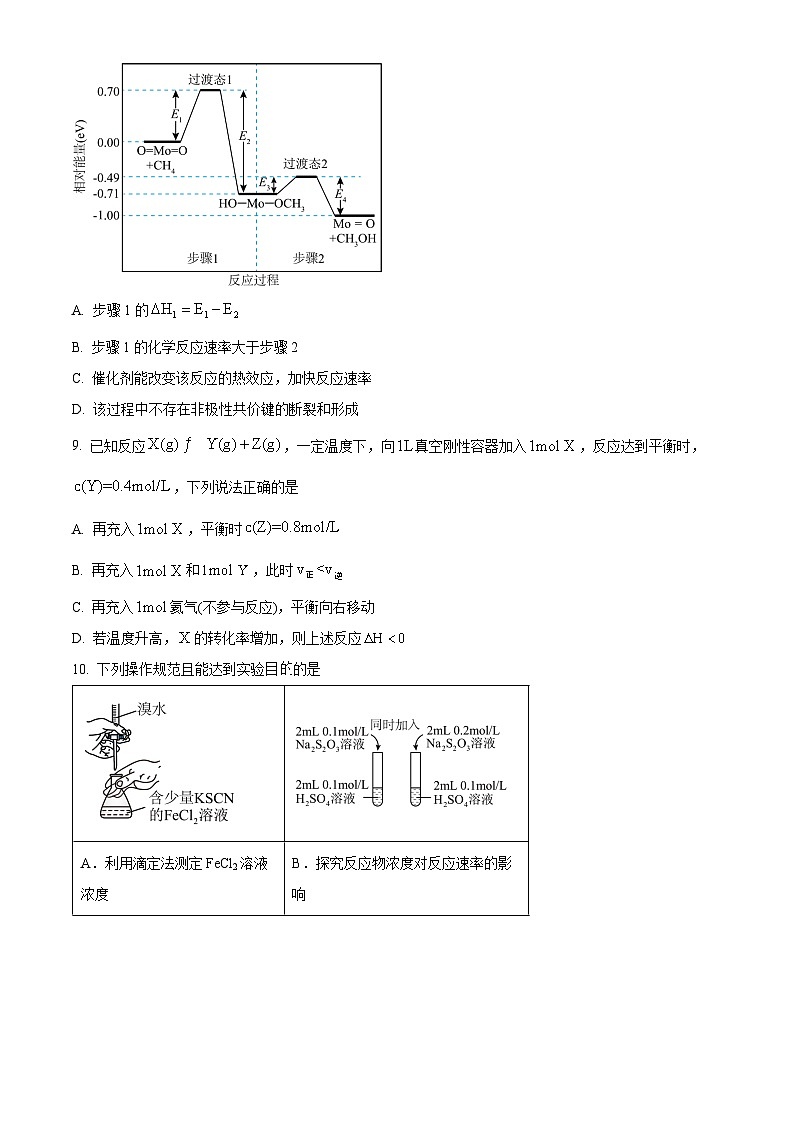 安徽省合肥六中2024-2025学年高二上学期10月月考化学试题Word版无答案第3页