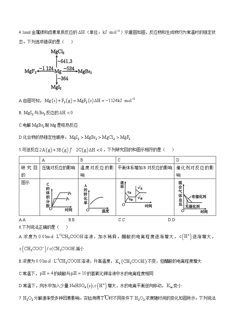 河北省保定市河北定州中学2024-2025学年高二上学期11月期中考试 化学试题(无答案)第2页