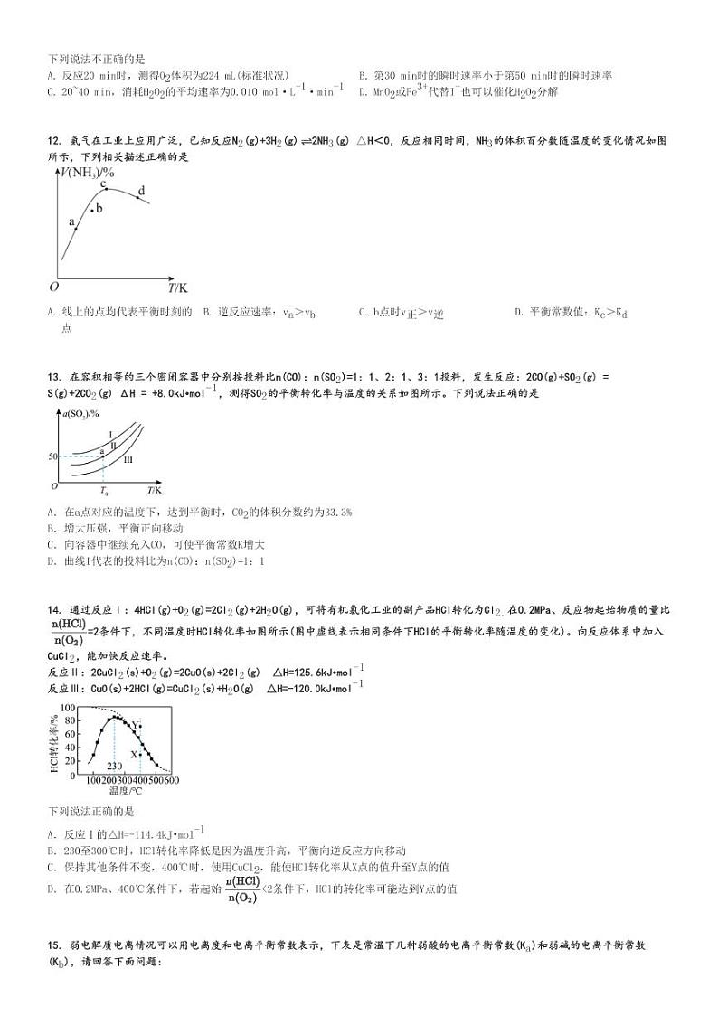 2024～2025学年10月四川眉山彭山区彭山县第一中学高二(上)月考化学试卷[原题+解析]03