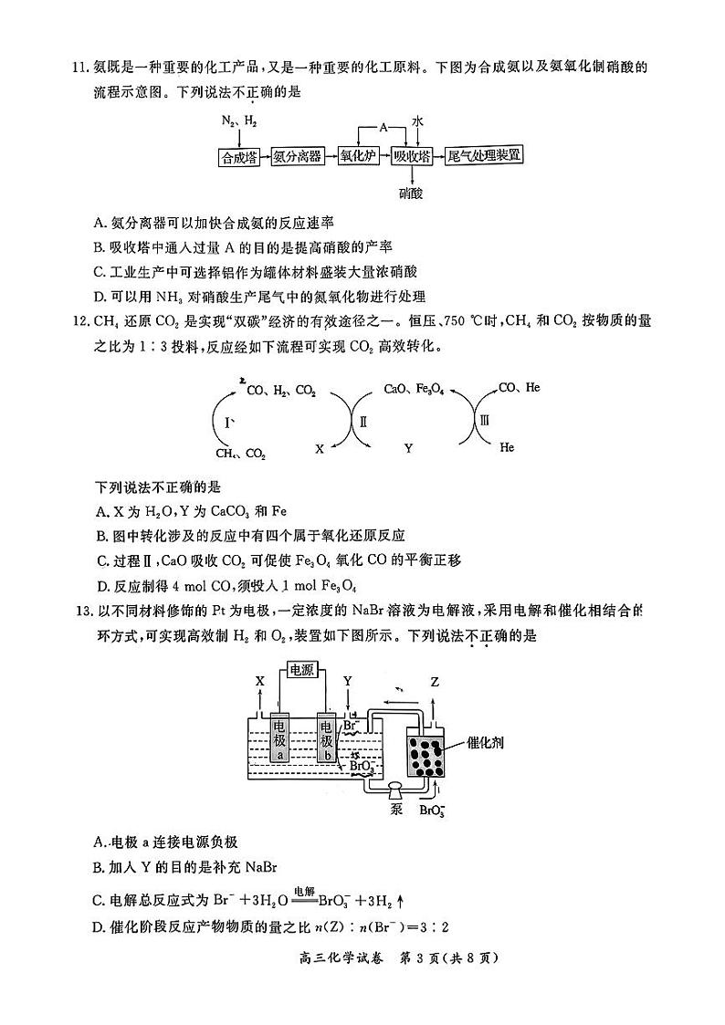 北京市通州区2024-2025学年高三上学期期中考试 化学试题第3页
