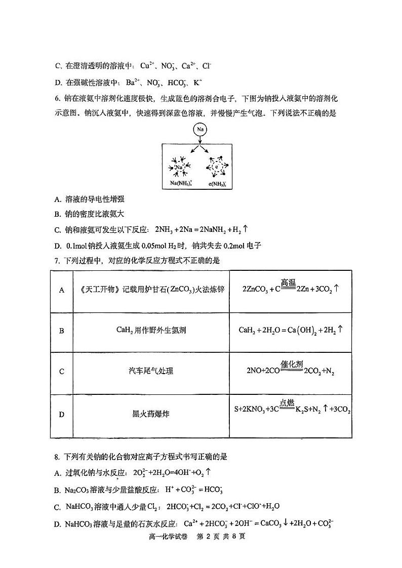 辽宁省大连市滨城联盟2024-2025学年高一上学期11月期中化学试题02
