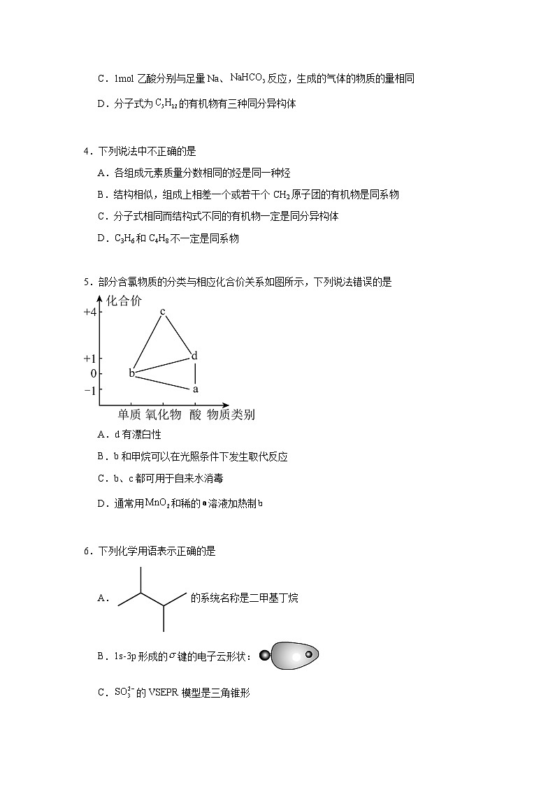 2.1烷烃同步练习 2024-2025学年高二化学人教版（2019）选择性必修3第2页