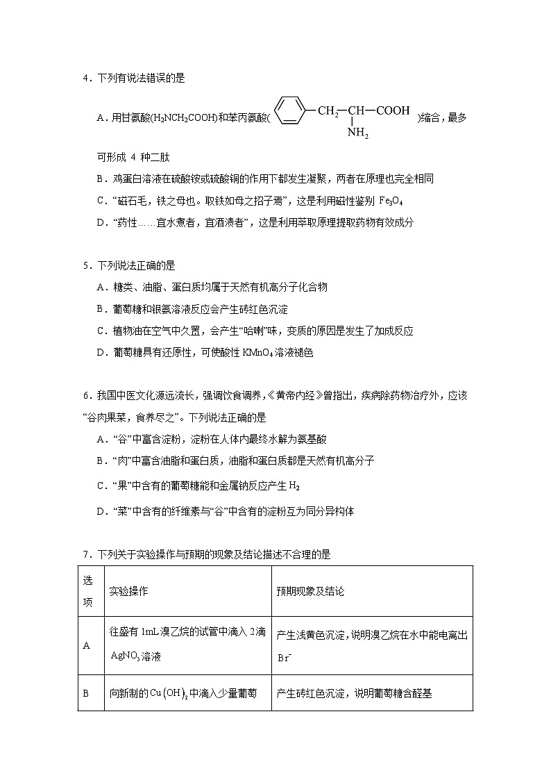 4.2蛋白质同步练习 2024-2025学年高二化学人教版（2019）选择性必修3第2页