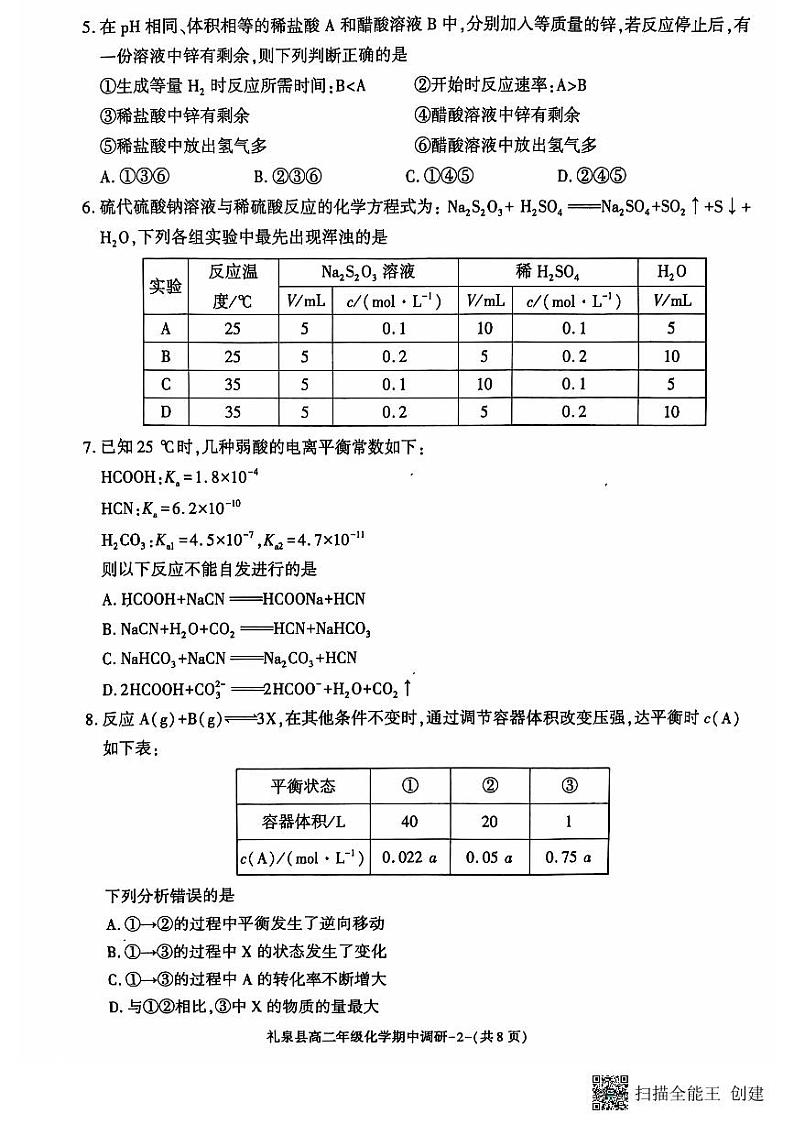 高二化学试题第2页