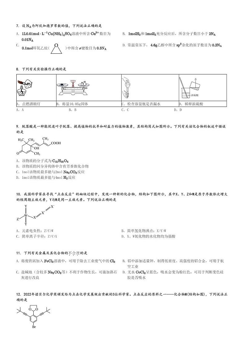 2024～2025学年甘肃武威凉州区甘肃省武威第一中学高三(上)期中化学试卷(11月)[原题+解析]第2页